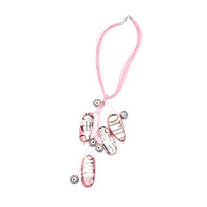 Multi-strand Cord Newspaper Print Necklace - Pink