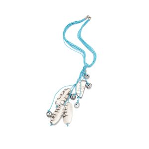 Multi-strand Cord Newspaper Print Necklace - Blue
