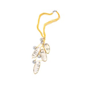 Multi-strand Cord Newspaper Print Necklace - Yellow