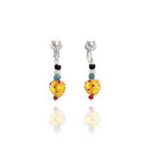 Judy Is A Punk Murano Glass Candy Clip On Earrings – Juicy Orange