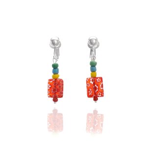 Judy Is A Punk Murano Glass Candy Clip On Earrings - Red