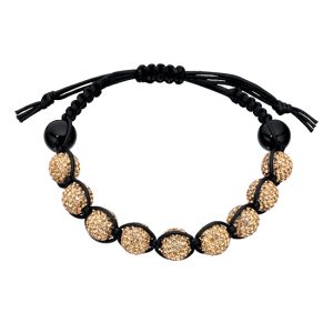 B-BG-18 Basics Silver Black Onyx and Crystal Friendship Bracelet - Gold-tone