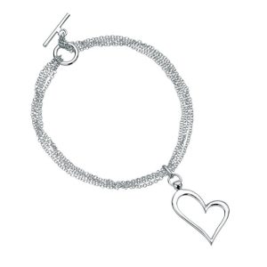 B-BG-21 Basics Silver Multi-Strand Heart Bracelet