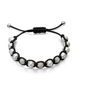 B-ELS-19 Elements Silver Pearl Friendship Bracelet - Black