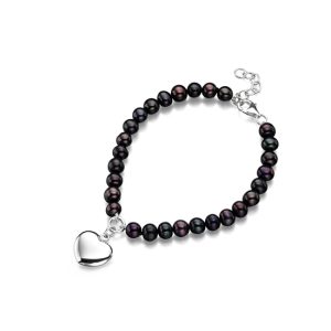 B-ELS-25 Elements Silver Freshwater Pearl Heart Bracelet - Peacock