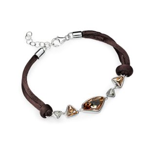 B-ELS-28 Elements Silver Brown and Gold Crystal Bracelet