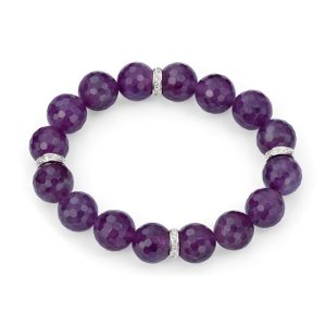B-ELS-31 Elements Silver Amethyst and Cubic Zirconia Bracelet