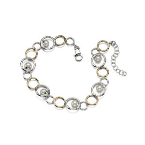 B-ELS-32 Elements Silver Pearl and Gold Plated Hoop Bracelet