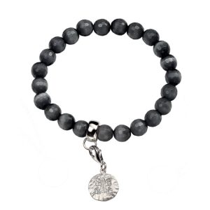 B-ELS-37 Elements Silver Cubic Zirconia and Catseye Bracelet - Grey