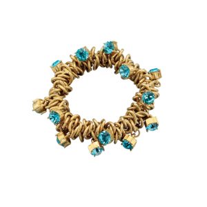Fiorelli Gold Ring Elasticated Bracelet with Aqua Stones
