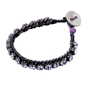 Fiorelli Purple Crystal Leather Friendship Bracelet