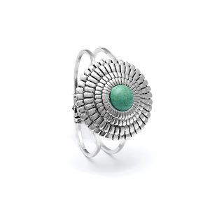 Look East Imitation Turquoise and Aged Silver Cleopatra Cuff