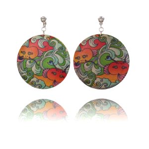 ERCL-47-JC Japanese Yakuza Tattoo Disc Clip On Earrings - Wisdom & Freedom