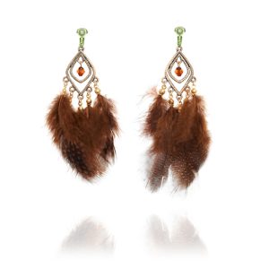 ERCL-AMB-172 Accessories Fluffy Feather Clip On Earrings