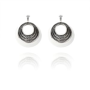 Accessories Summer White Hoop Clip On Earrings