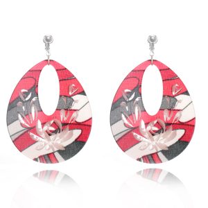 ERCL-AMB-190 Accessories Acrylic Floral Clip On Earrings