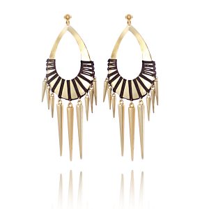 ERCL-AMB-191 Accessories Sun Goddess Spike Hoop Clip On Earrings