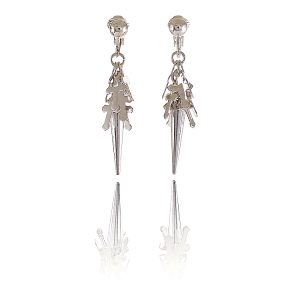 Accessories Cross & Spike Drop Clip Earrings - Silver