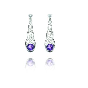 ERCL-BG-10 Basics Sterling Silver Celtic Swirl Clip On Earrings - Purple
