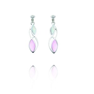 ERCL-BG-12 Basics Sterling Silver Mother of Pearl Twist Clip On Earrings - Pink