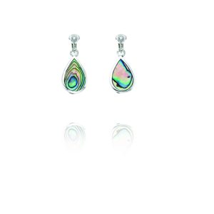 ERCL-BG-13 Basics Sterling Silver Paua Shell Teardrop Clip On Earrings