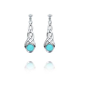 ERCL-BG-16 Basics Sterling Silver Celtic Swirl Clip On Earrings - Turquoise-Coloured