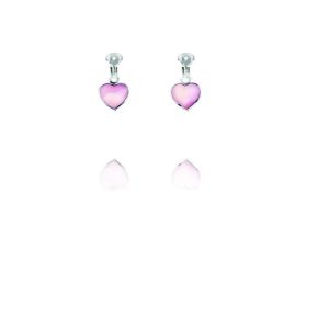ERCL-BG-20 ERCL-BG-12 Basics Sterling Silver Mother of Pearl Pink Heart Clip On Earrings