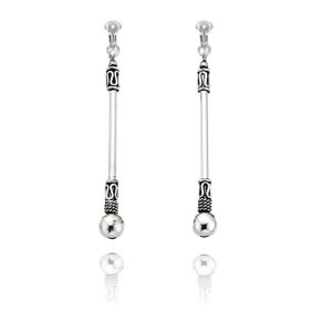 ERCL-BG-28 Basics Sterling Silver Indo Style Long Drop Clip On Earrings
