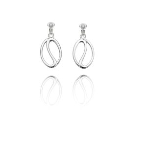 ERCL-BG-34 Basics Sterling Silver Oval Swirl Clip On Earrings