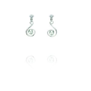 ERCL-BG-35 Basics Sterling Silver Glass Pearl Swirl Clip On Earrings