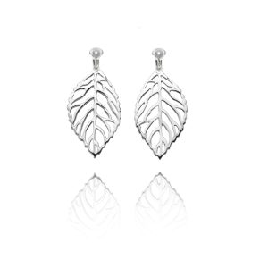ERCL-BG-41 Basics Sterling Silver Cut Out Leaf Clip On Earrings