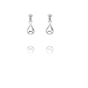 ERCL-BG-57 Basics Sterling Silver Simple Teardrop Clip On Earrings