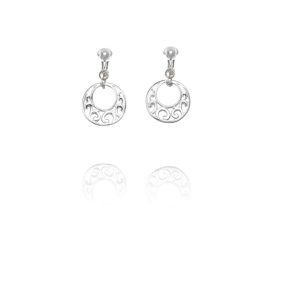 ERCL-BG-75 Basics Sterling Silver Patterned Hoop Clip On Earrings