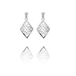 ERCL-BG-79 Basics Sterling Silver Cut Out Diamond Shape Clip On Earrings