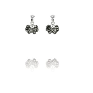 ERCL-BG-88 Basics Sterling Silver Marcasite Butterfly Clip On Earrings