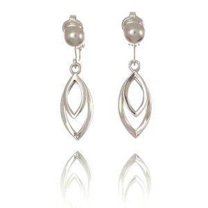 ERCL-BG-90 Basics Silver Double Hoop Drop Clip Earrings