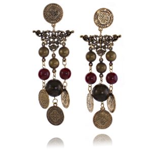 ERCL-DCM-1 De Mulieribus Claris Patience Wins Coin Chandelier Clip Earrings
