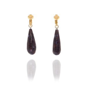 ERCL-DCM-3 De Mulieribus Claris Mosaic Drop Clip Earrings - Dark