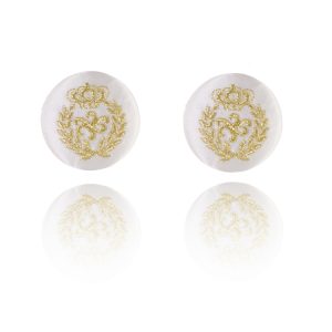ERCL-DCM-5 De Mulieribus Claris Queen Of The Oceans Button Clip On Earrings - White