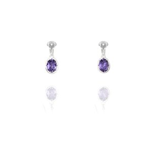 ERCL-ELS-11 Elements Silver Rimmed Blue Swarovski Drop Clip On Earrings