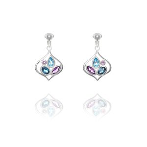 ERCL-ELS-17 Elements Silver Blue Topaz and Amethyst Clip On Earrings