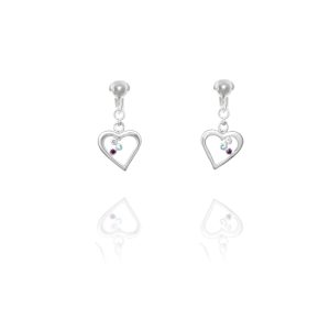 ERCL-ELS-25 Elements Silver Glass Heart Clip On Earrings