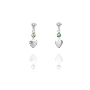 ERCL-ELS-27 Elements Silver Crystal and Gold Plated Heart Drop Clip On Earrings