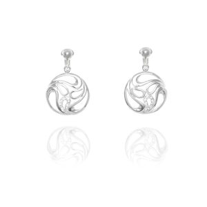 ERCL-ELS-30 Elements SIlver Swirl Circular Disc Clip On Earrings