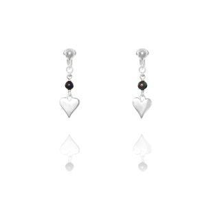 ERCL-ELS-32 Elements Silver Heart and Pearl Clip On Earrings