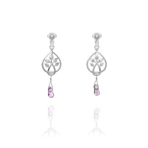 ERCL-ELS-33Elements Silver Tree and Amethyst Clip On Earrings