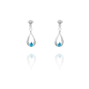 ERCL-ELS-35 Elements Silver Blue Teardrop Clip On Earrings