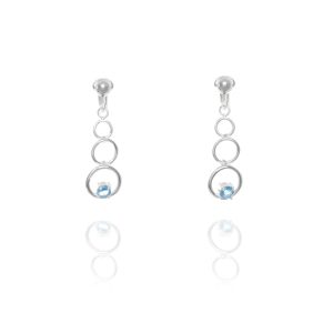 ERCL-ELS-39 Elements Silver Blue Topaz Tiered Hoop Clip On Earrings