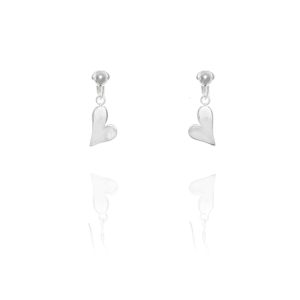 ERCL-ELS-47 Elements Silver Funky Heart Drop Clip On Earrings