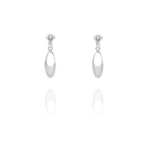 ERCL-ELS-49 Elements Silver Long Oval Hoop Clip On Earrings